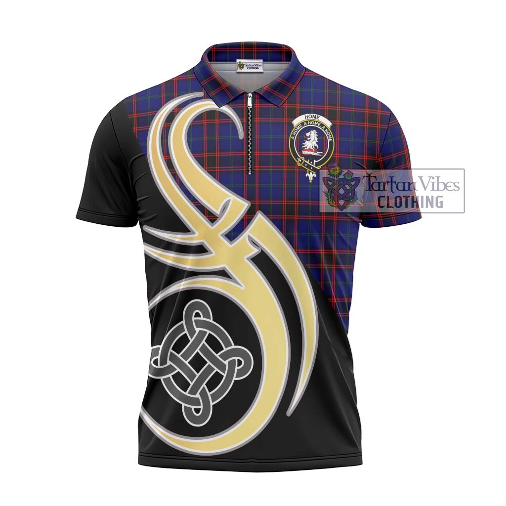 Tartan Vibes Clothing Home Modern Tartan Zipper Polo Shirt with Family Crest and Celtic Symbol Style