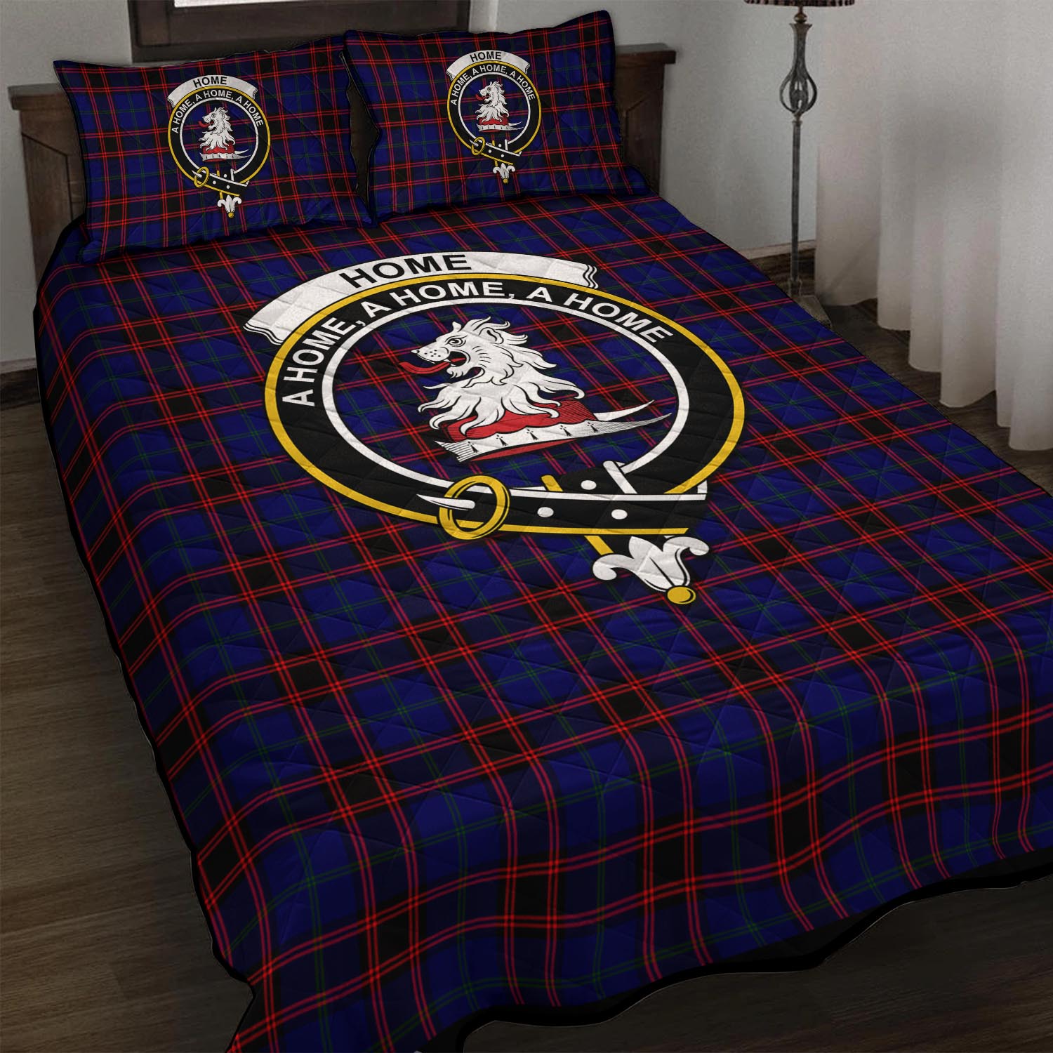 Home Modern Tartan Quilt Bed Set with Family Crest - Tartan Vibes Clothing