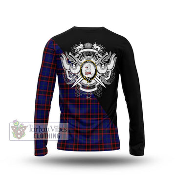 Home Modern Tartan Long Sleeve T-Shirt with Family Crest and Military Logo Style