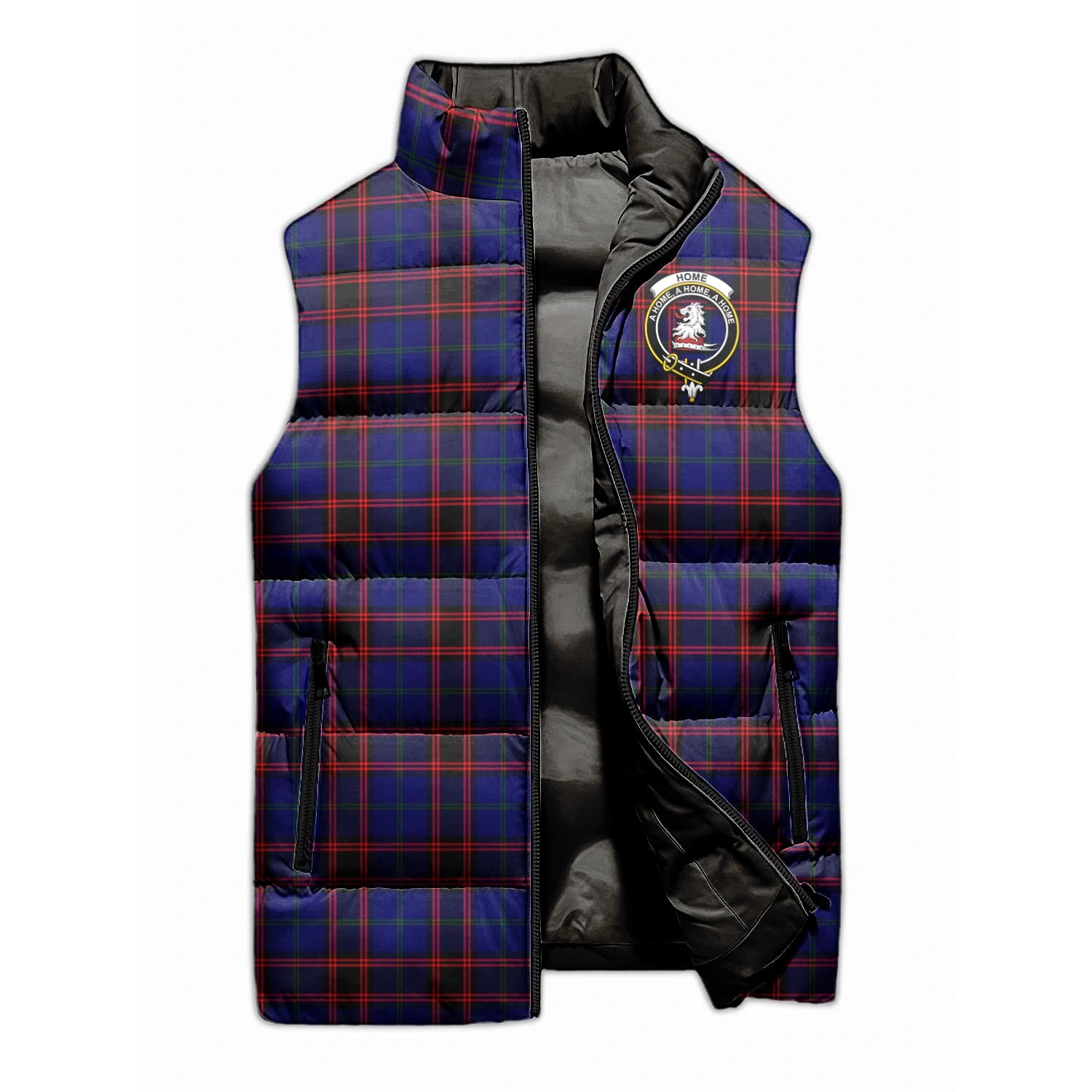 Home Modern Tartan Sleeveless Puffer Jacket with Family Crest - Tartanvibesclothing