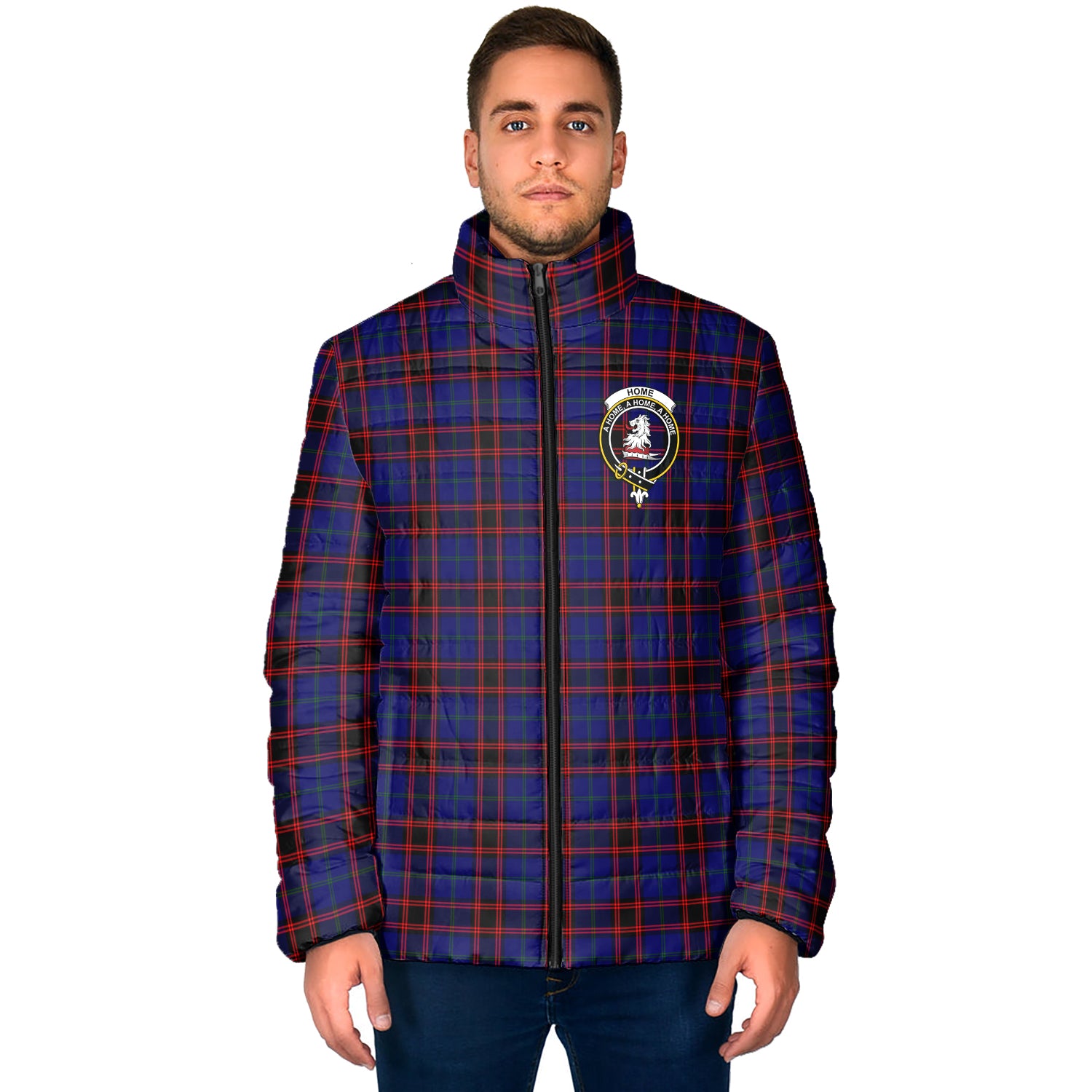 Home Modern Tartan Padded Jacket with Family Crest - Tartan Vibes Clothing