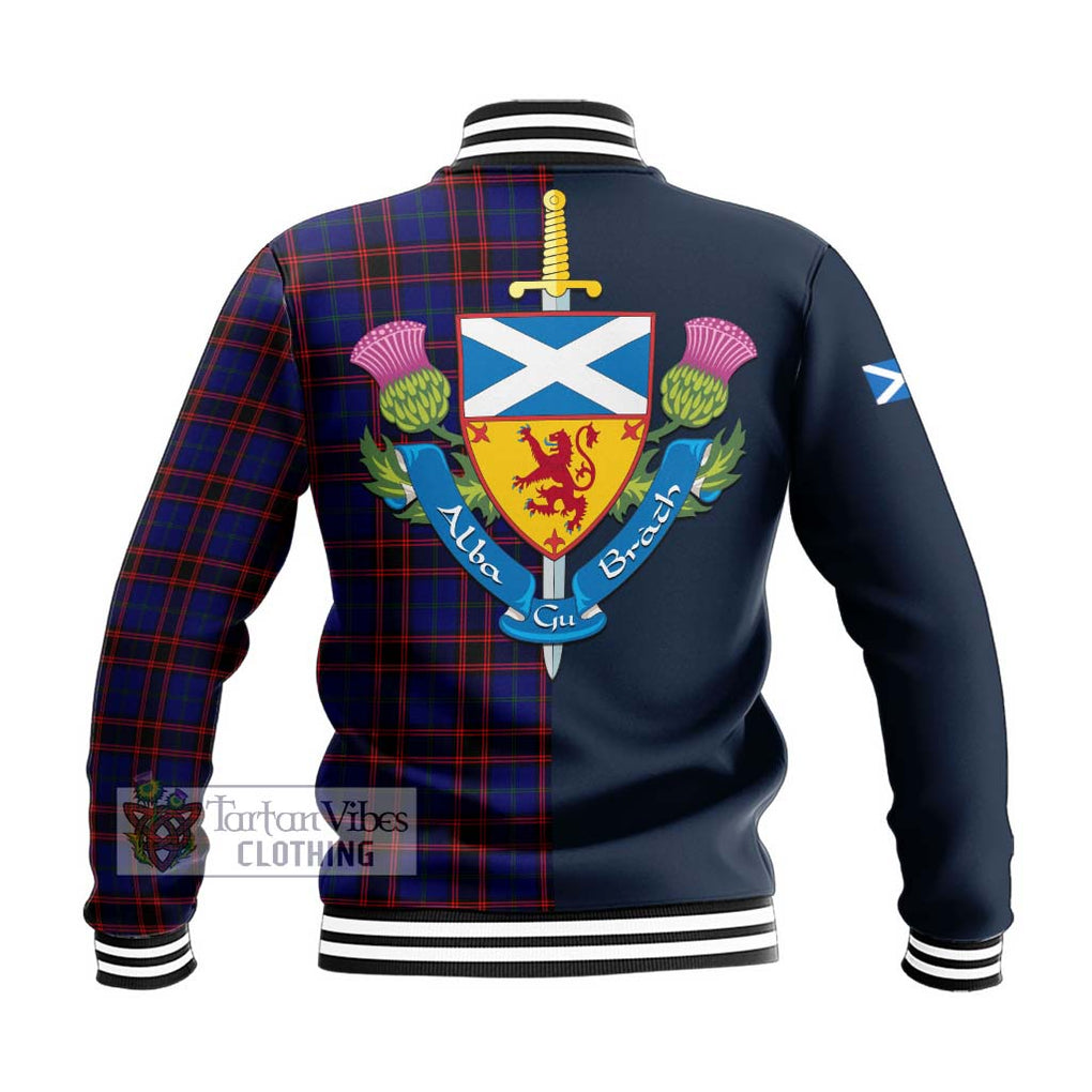 Tartan Vibes Clothing Home Modern Tartan Baseball Jacket with Scottish Lion Royal Arm Half Style