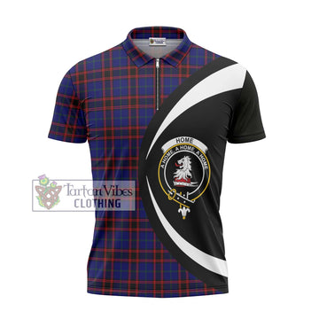 Home Modern Tartan Zipper Polo Shirt with Family Crest Circle Style