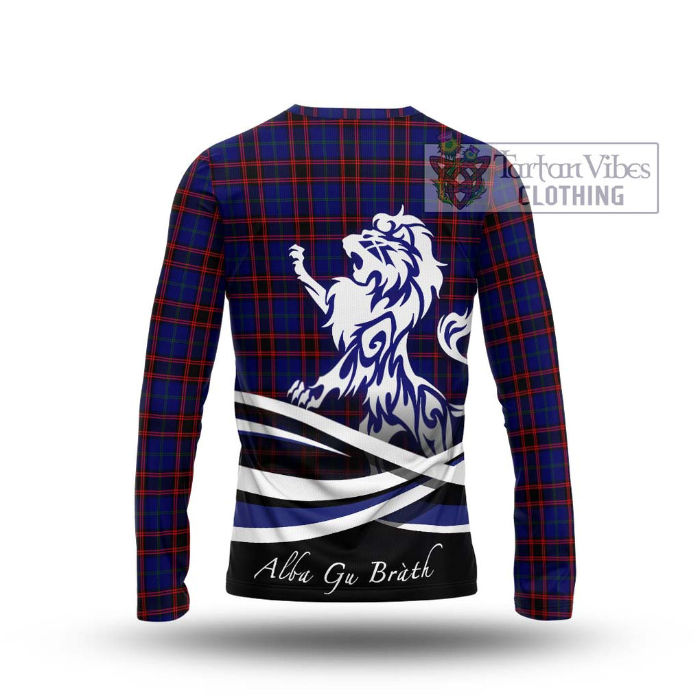 Home Modern Tartan Long Sleeve T-Shirt with Alba Gu Brath Regal Lion Emblem - Tartanvibesclothing Shop