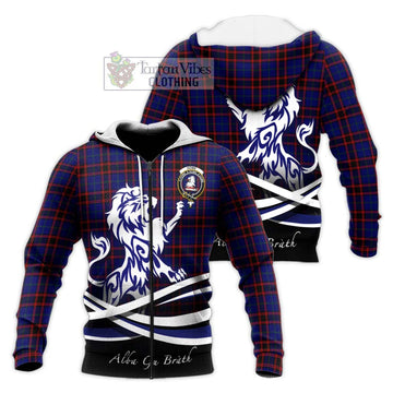 Home Modern Tartan Knitted Hoodie with Alba Gu Brath Regal Lion Emblem