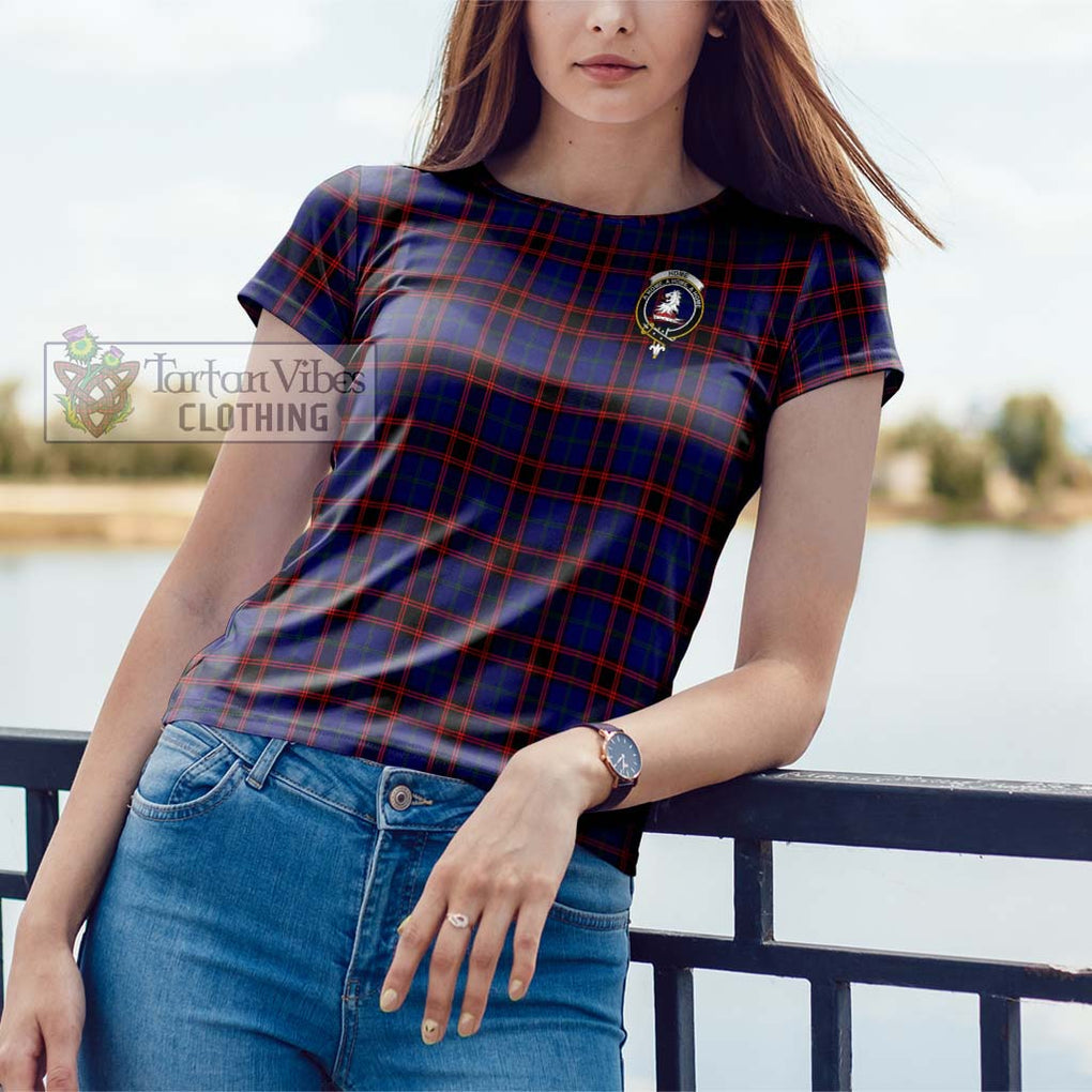 Home Modern Tartan Cotton T-Shirt with Family Crest Women's Shirt - Tartanvibesclothing Shop