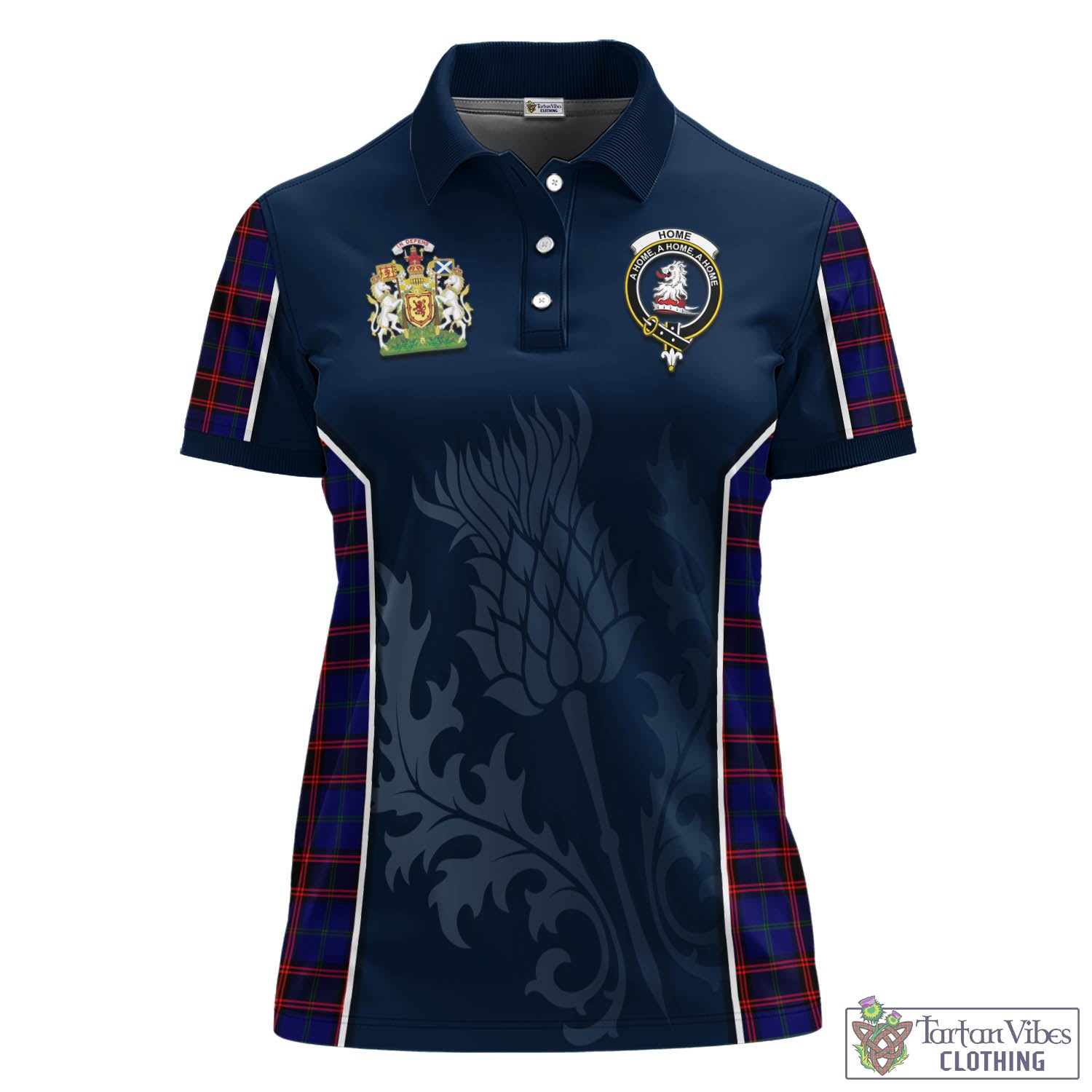 Tartan Vibes Clothing Home Modern Tartan Women's Polo Shirt with Family Crest and Scottish Thistle Vibes Sport Style