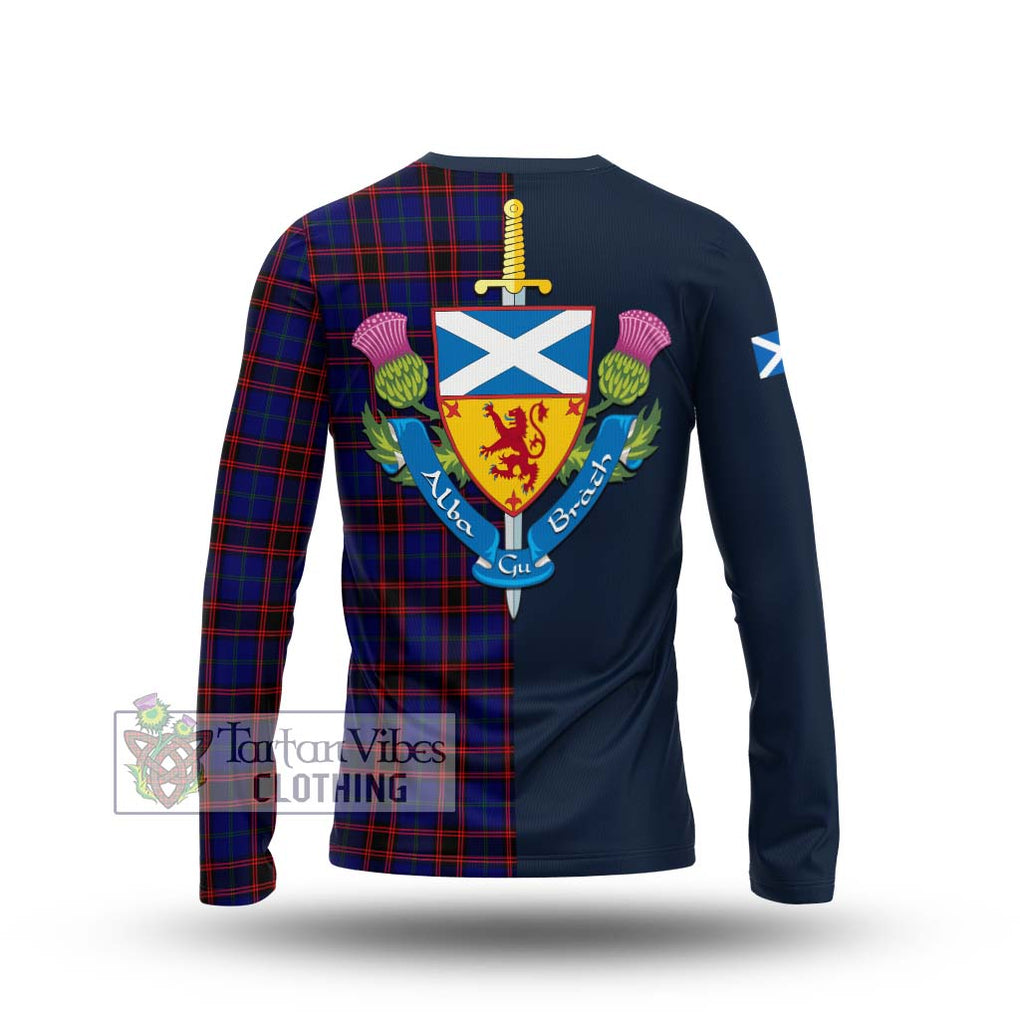 Tartan Vibes Clothing Home Modern Tartan Long Sleeve T-Shirt with Scottish Lion Royal Arm Half Style