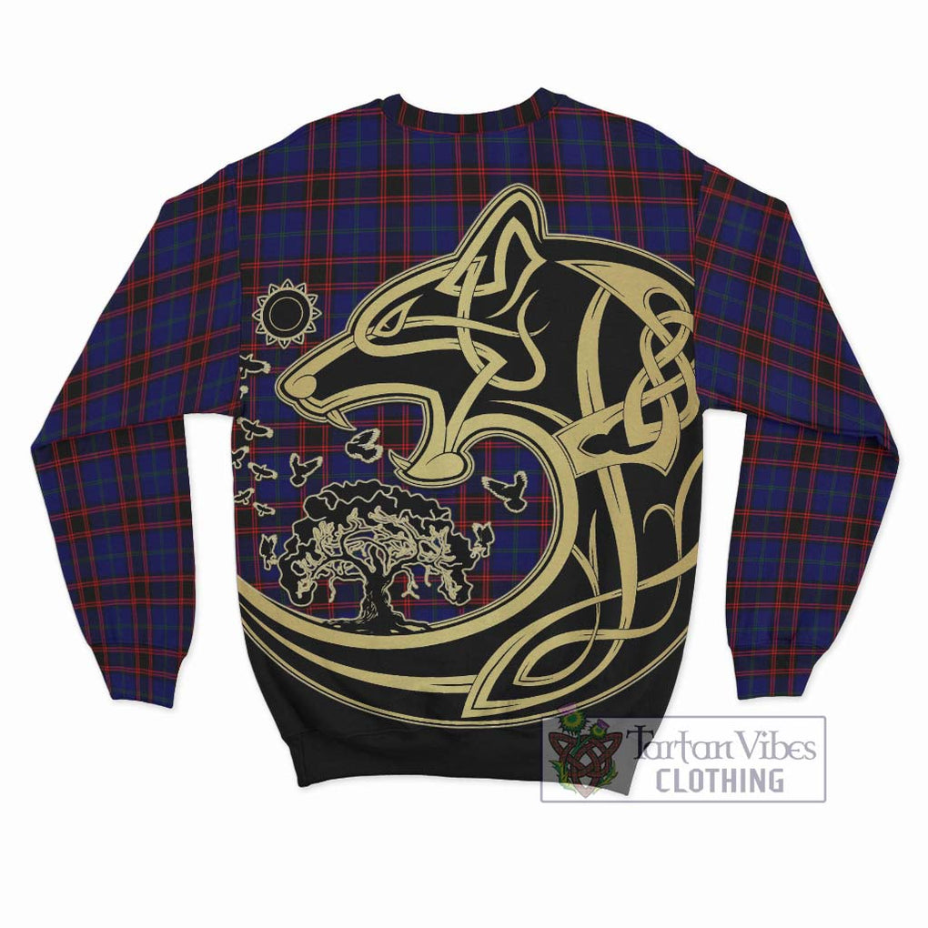 Home Modern Tartan Sweatshirt with Family Crest Celtic Wolf Style - Tartan Vibes Clothing