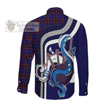 Home Modern Tartan Long Sleeve Button Shirt with Epic Bagpipe Style