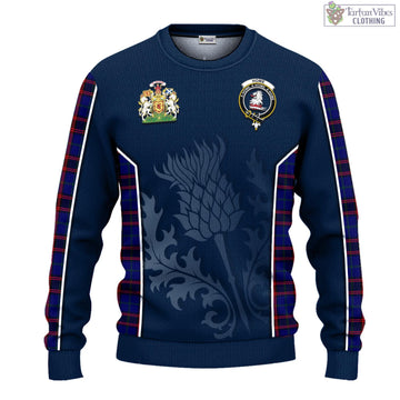 Home Modern Tartan Knitted Sweatshirt with Family Crest and Scottish Thistle Vibes Sport Style