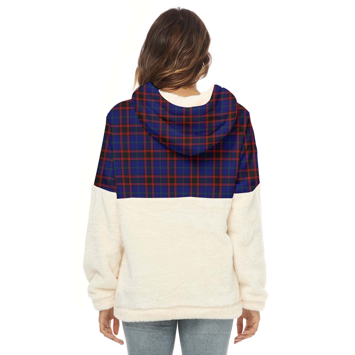 Home Modern Tartan Women's Borg Fleece Hoodie With Half Zip - Tartan Vibes Clothing