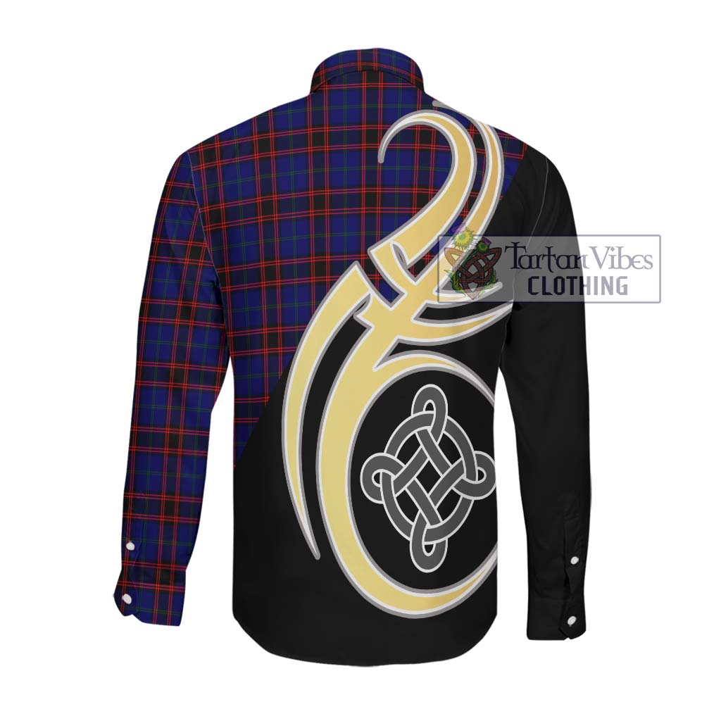 Home Modern Tartan Long Sleeve Button Shirt with Family Crest and Celtic Symbol Style Men's Shirt - Tartan Vibes Clothing