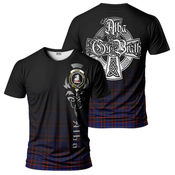 Home Modern Tartan T-Shirt Featuring Alba Gu Brath Family Crest Celtic Inspired