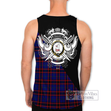 Home Modern Tartan Men's Tank Top with Family Crest and Military Logo Style