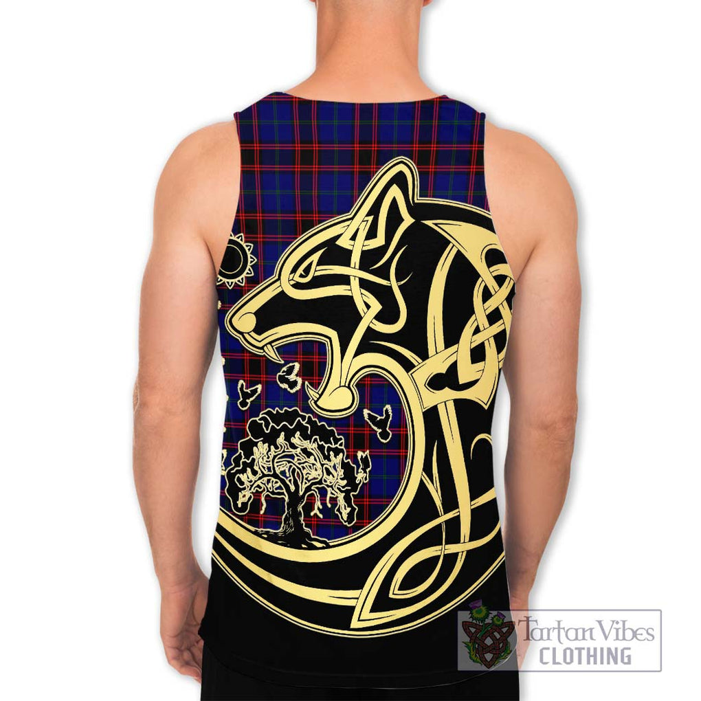 Home Modern Tartan Men's Tank Top with Family Crest Celtic Wolf Style - Tartan Vibes Clothing