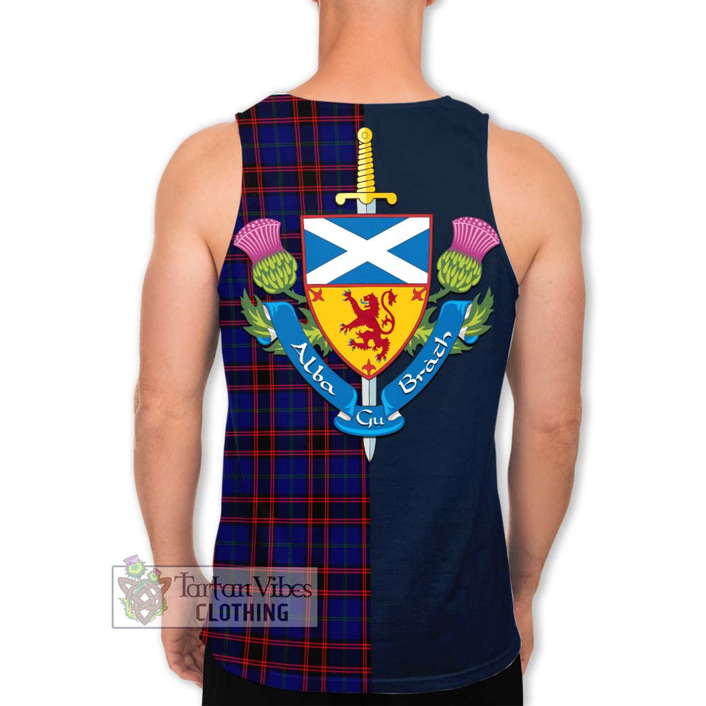 Tartan Vibes Clothing Home Modern Tartan Men's Tank Top with Scottish Lion Royal Arm Half Style