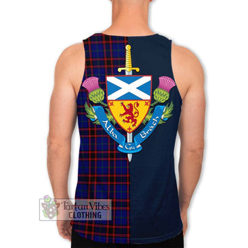 Home Modern Tartan Men's Tank Top Alba with Scottish Lion Royal Arm Half Style