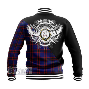 Home Modern Tartan Baseball Jacket with Family Crest and Military Logo Style