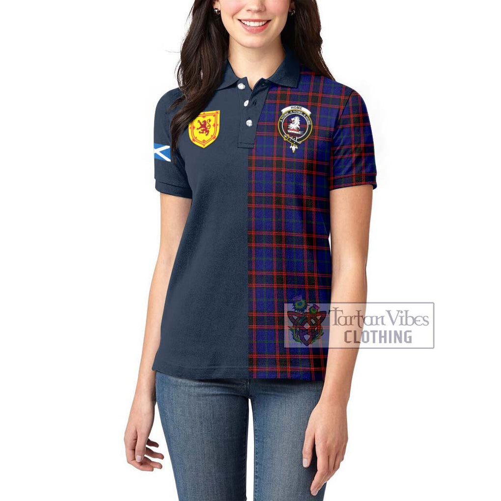 Tartan Vibes Clothing Home Modern Tartan Women's Polo Shirt with Scottish Lion Royal Arm Half Style