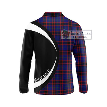 Home Modern Tartan Long Sleeve Polo Shirt with Family Crest Circle Style