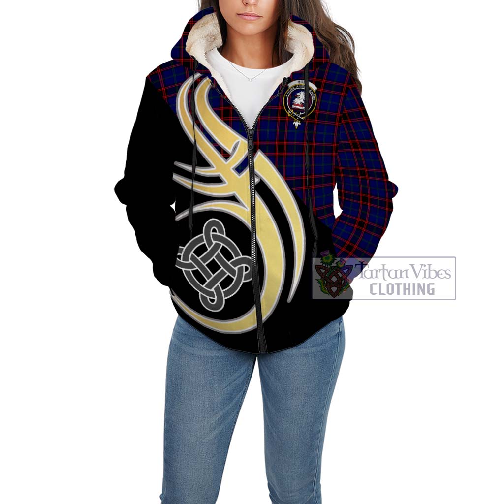 Home Modern Tartan Sherpa Hoodie with Family Crest and Celtic Symbol Style Unisex - Tartan Vibes Clothing