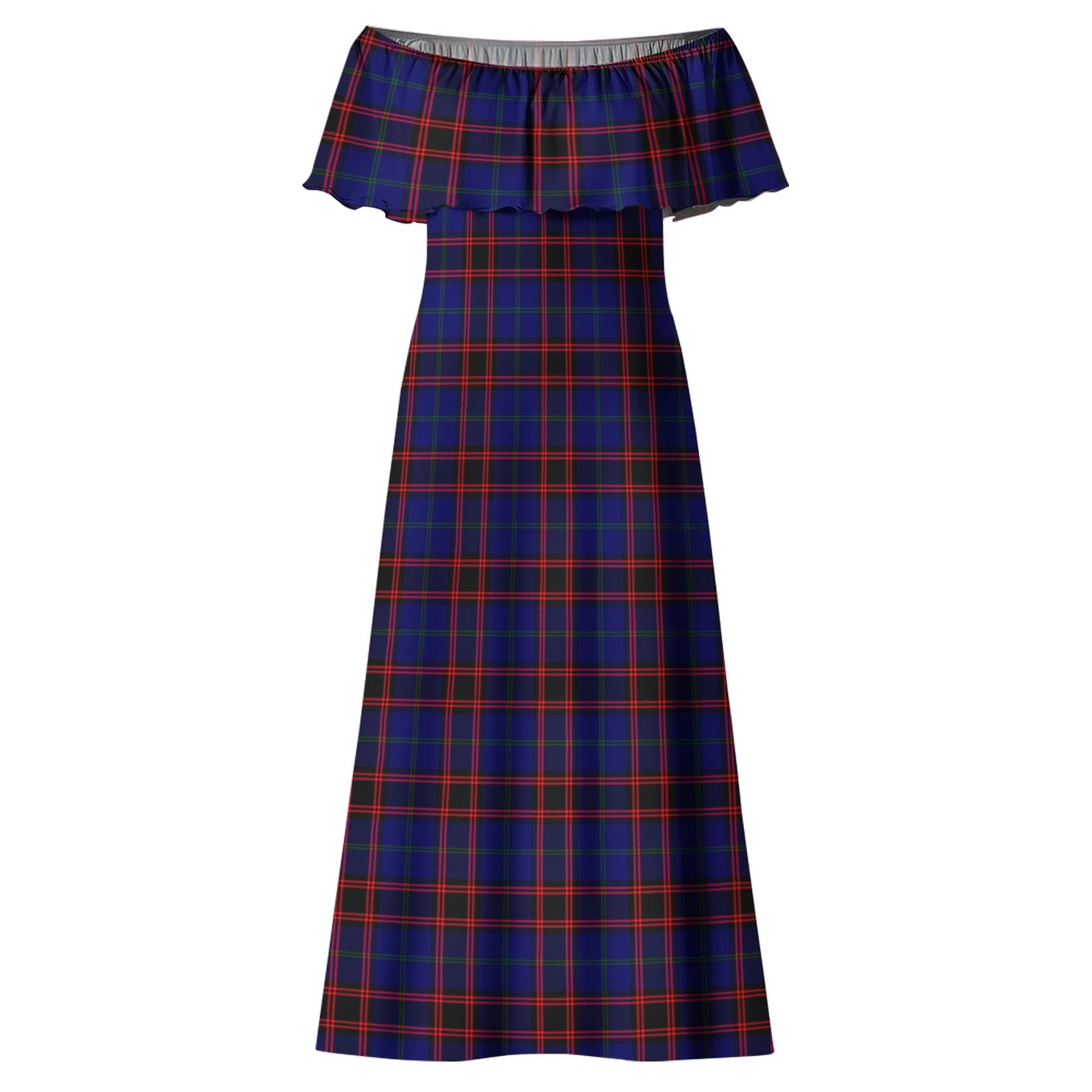 Home Modern Tartan Off Shoulder Long Dress - Tartanvibesclothing