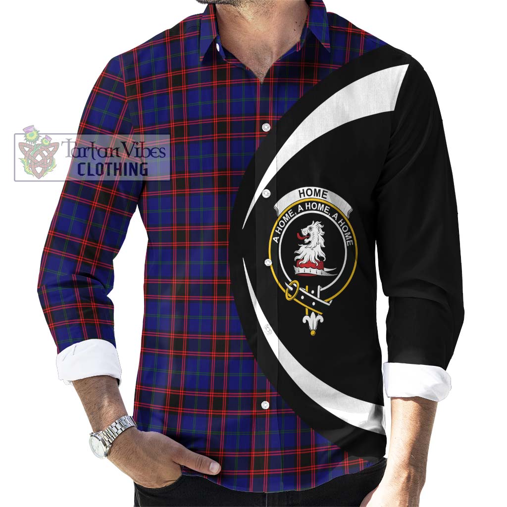 Home Modern Tartan Long Sleeve Button Up with Family Crest Circle Style - Tartan Vibes Clothing