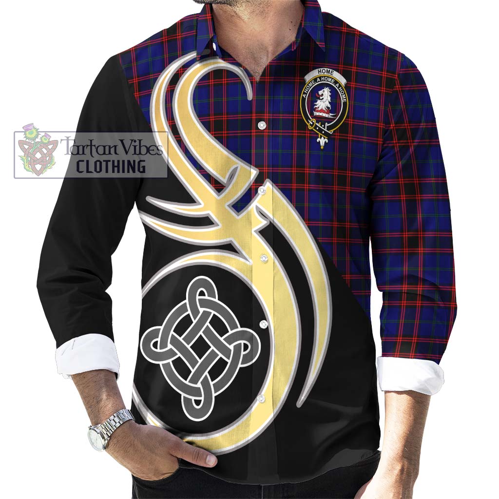 Home Modern Tartan Long Sleeve Button Shirt with Family Crest and Celtic Symbol Style - Tartan Vibes Clothing