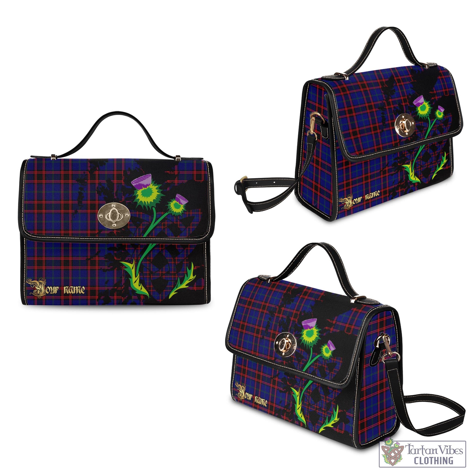 Tartan Vibes Clothing Home Modern Tartan Waterproof Canvas Bag with Scotland Map and Thistle Celtic Accents