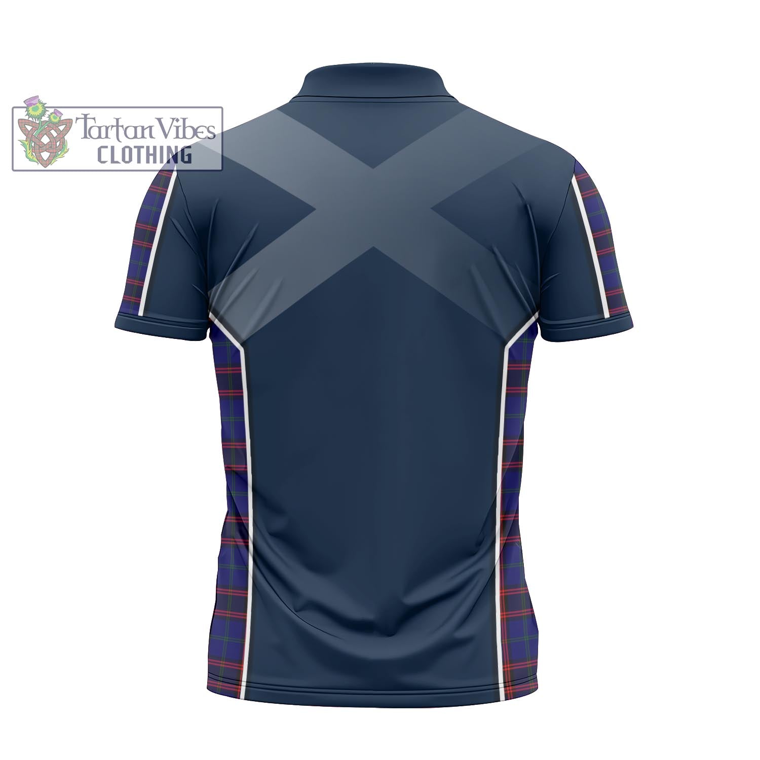 Tartan Vibes Clothing Home Modern Tartan Zipper Polo Shirt with Family Crest and Scottish Thistle Vibes Sport Style