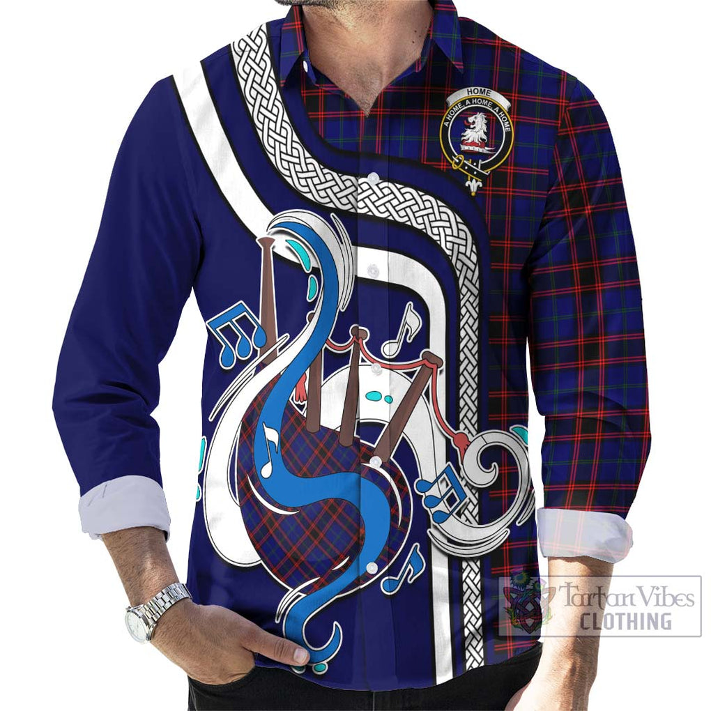 Home Modern Tartan Long Sleeve Button Shirt with Epic Bagpipe Style - Tartanvibesclothing Shop