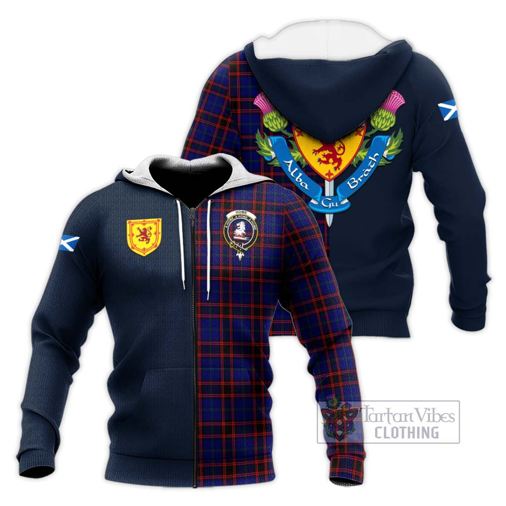 Tartan Vibes Clothing Home Modern Tartan Knitted Hoodie with Scottish Lion Royal Arm Half Style