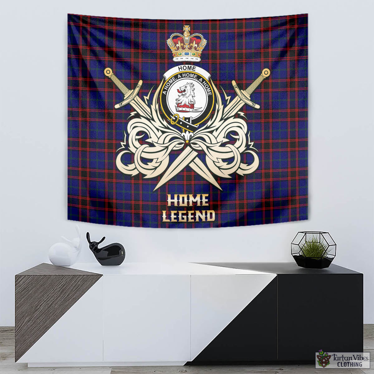 Tartan Vibes Clothing Home Modern Tartan Tapestry with Clan Crest and the Golden Sword of Courageous Legacy