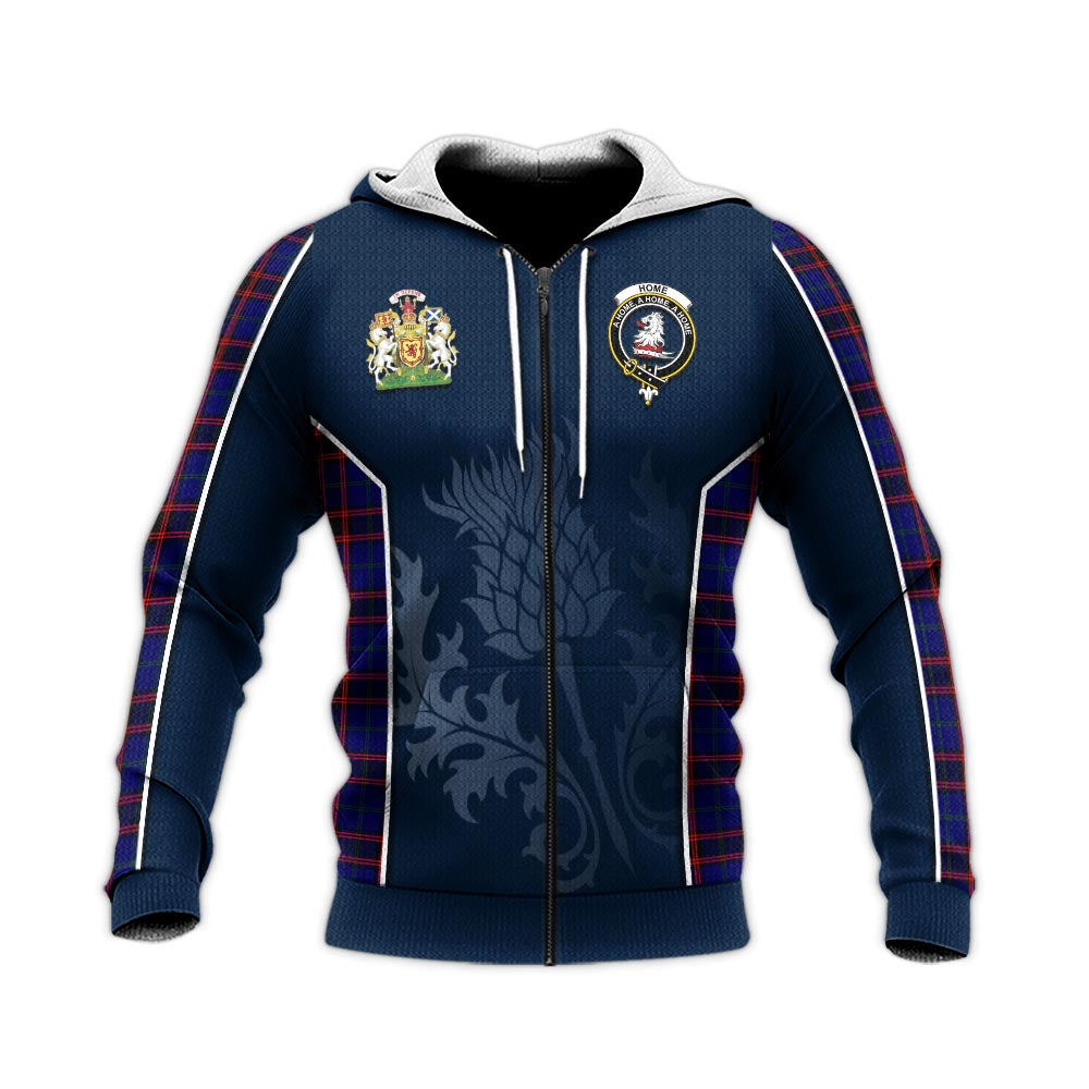 Tartan Vibes Clothing Home Modern Tartan Knitted Hoodie with Family Crest and Scottish Thistle Vibes Sport Style