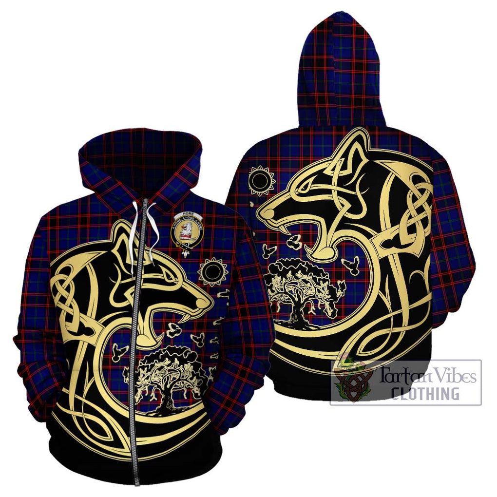 Home Modern Tartan Hoodie with Family Crest Celtic Wolf Style - Tartan Vibes Clothing