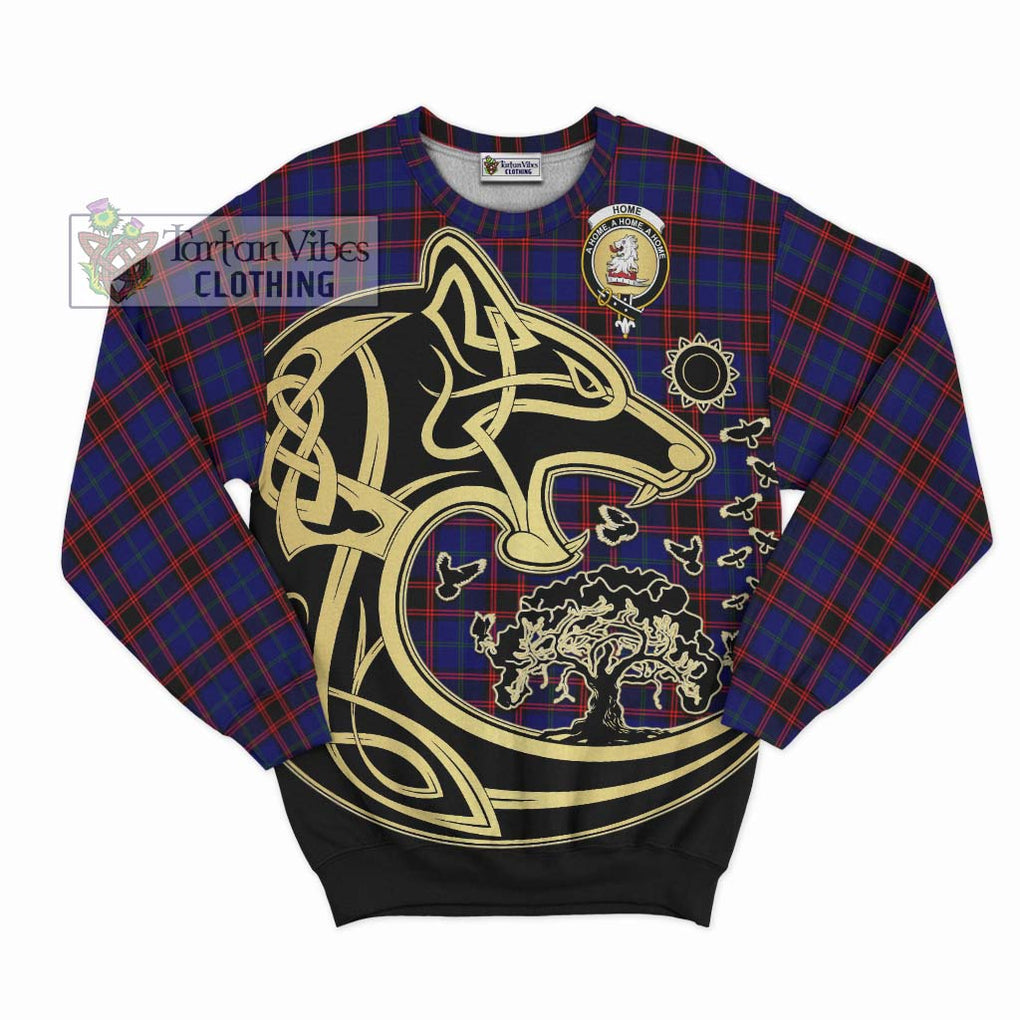 Home Modern Tartan Sweatshirt with Family Crest Celtic Wolf Style - Tartan Vibes Clothing