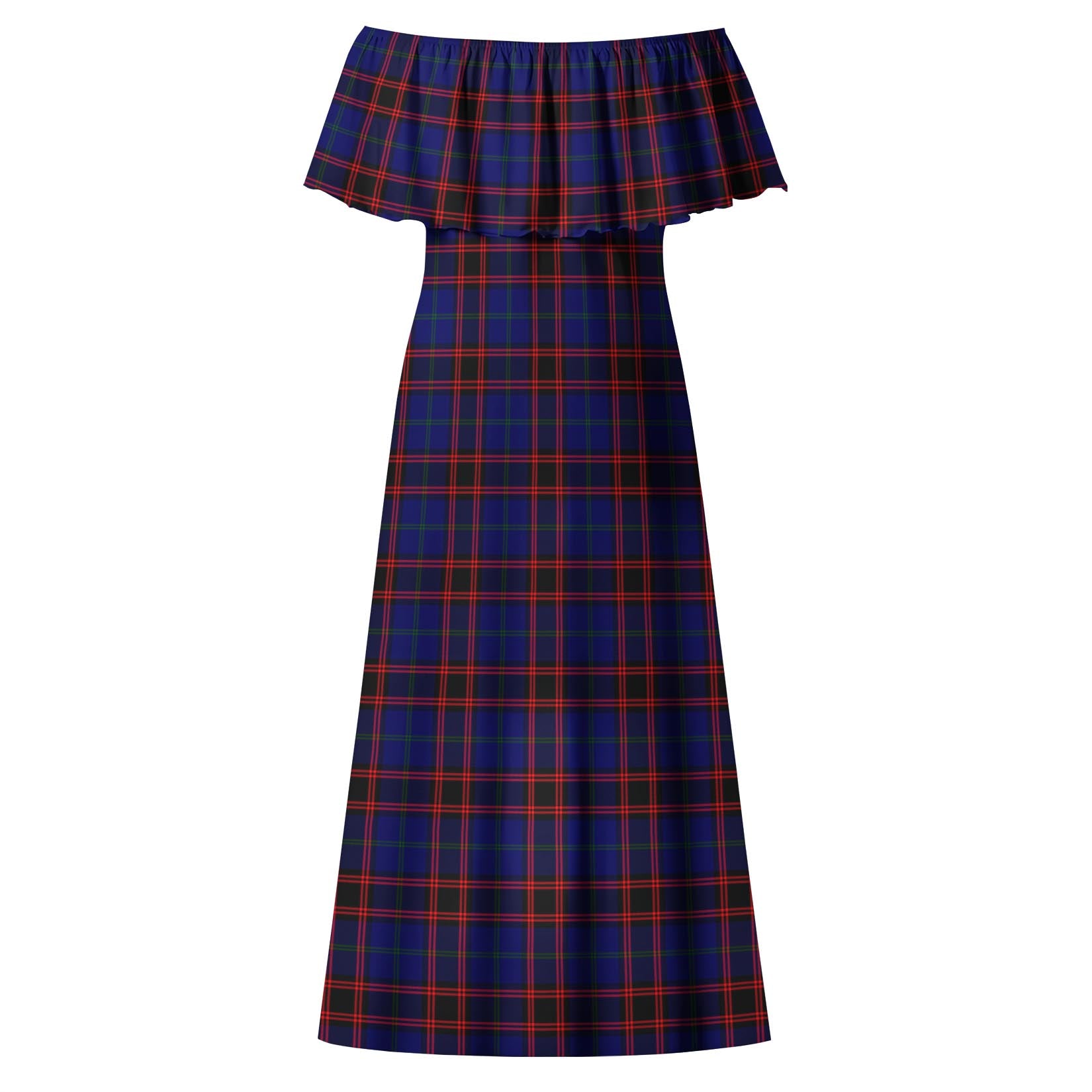 Home Modern Tartan Off Shoulder Long Dress - Tartanvibesclothing