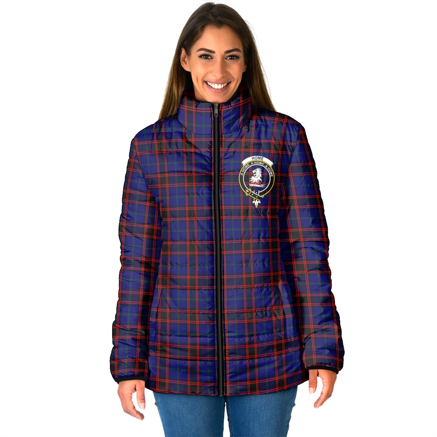 Home Modern Tartan Padded Jacket with Family Crest - Tartan Vibes Clothing