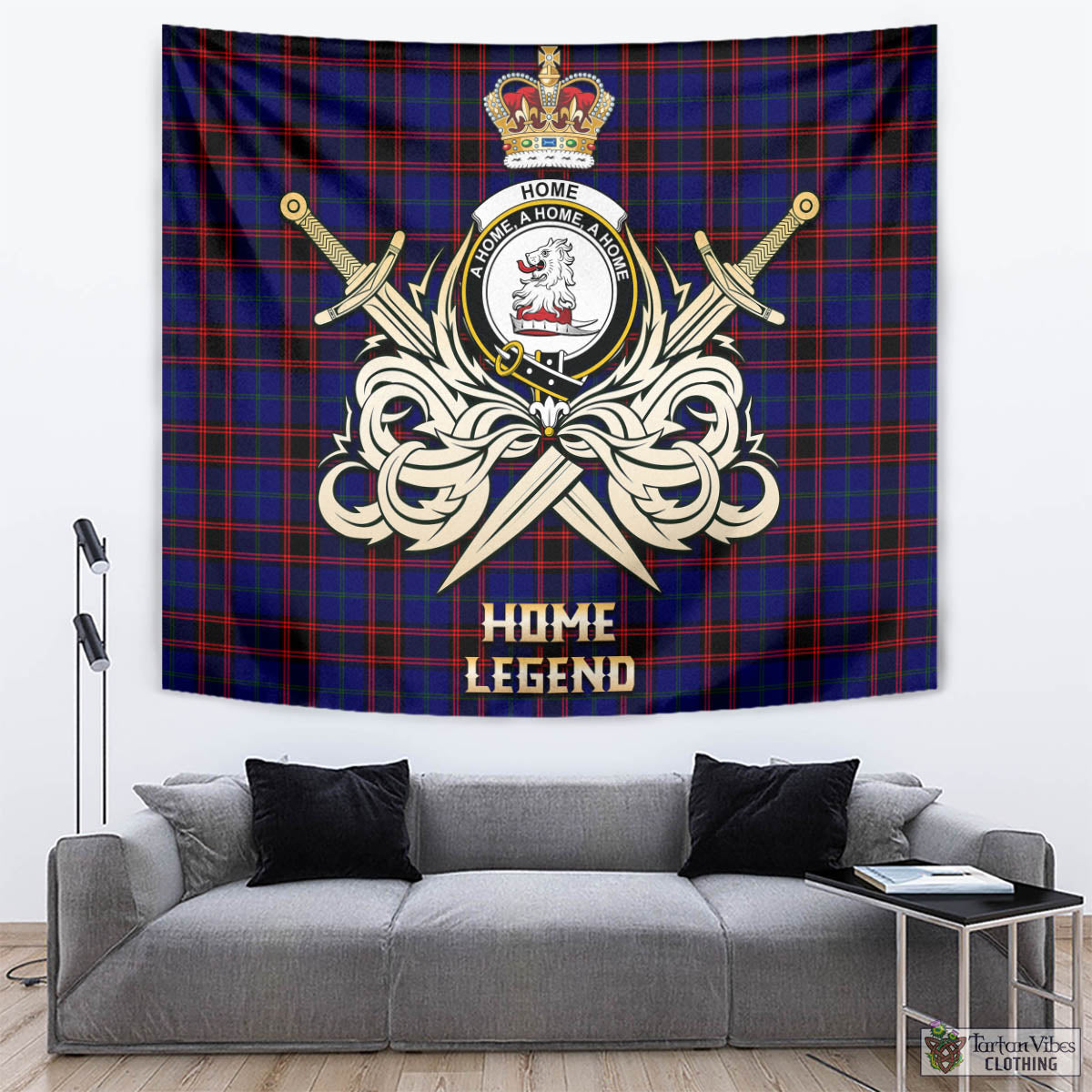 Tartan Vibes Clothing Home Modern Tartan Tapestry with Clan Crest and the Golden Sword of Courageous Legacy