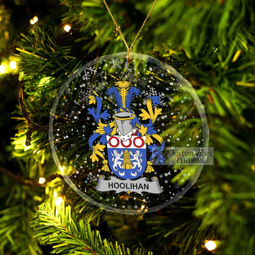 Hoolihan Irish Clan Christmas Glass Ornament with Coat of Arms