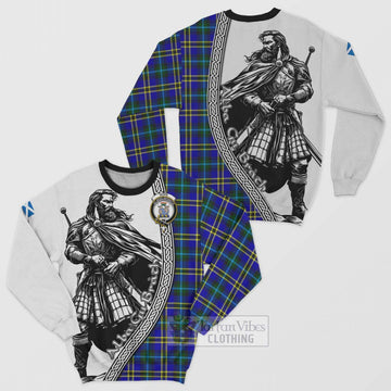 Hope Tartan Clan Crest Sweatshirt with Highlander Warrior Celtic Style