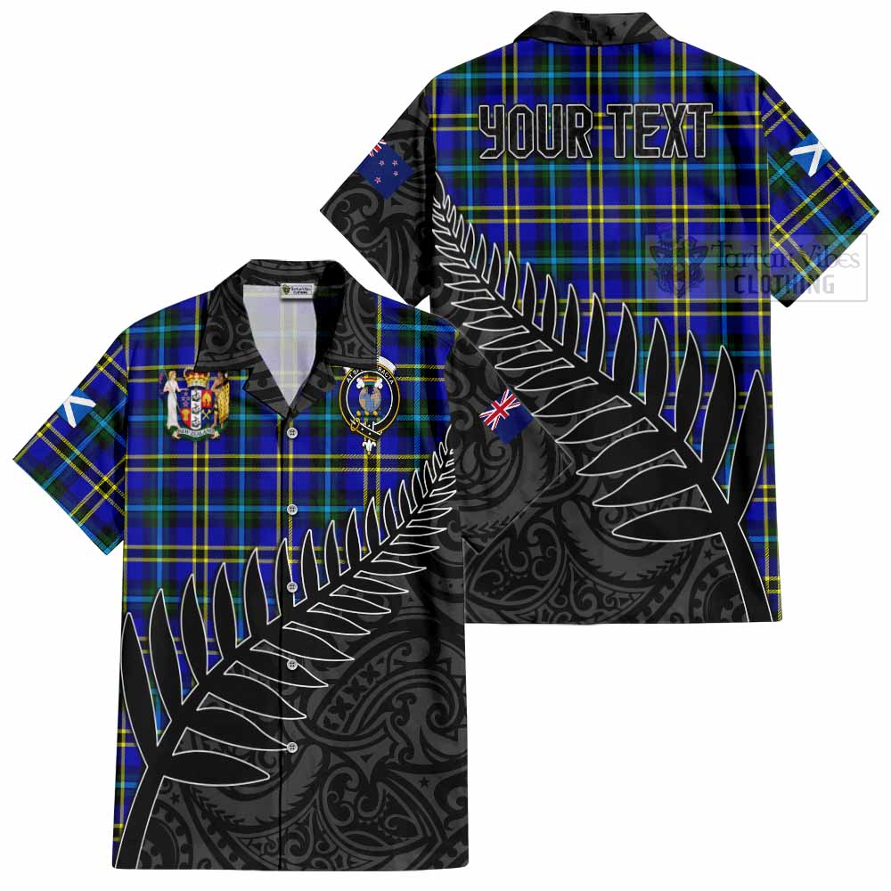 Tartan Vibes Clothing Hope Crest Tartan Short Sleeve Button Shirt with New Zealand Silver Fern Half Style