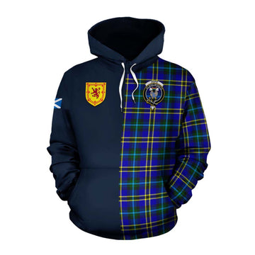 Hope Tartan Cotton Hoodie Alba with Scottish Lion Royal Arm Half Style Pullover Hoodie XS - Tartan Vibes Clothing