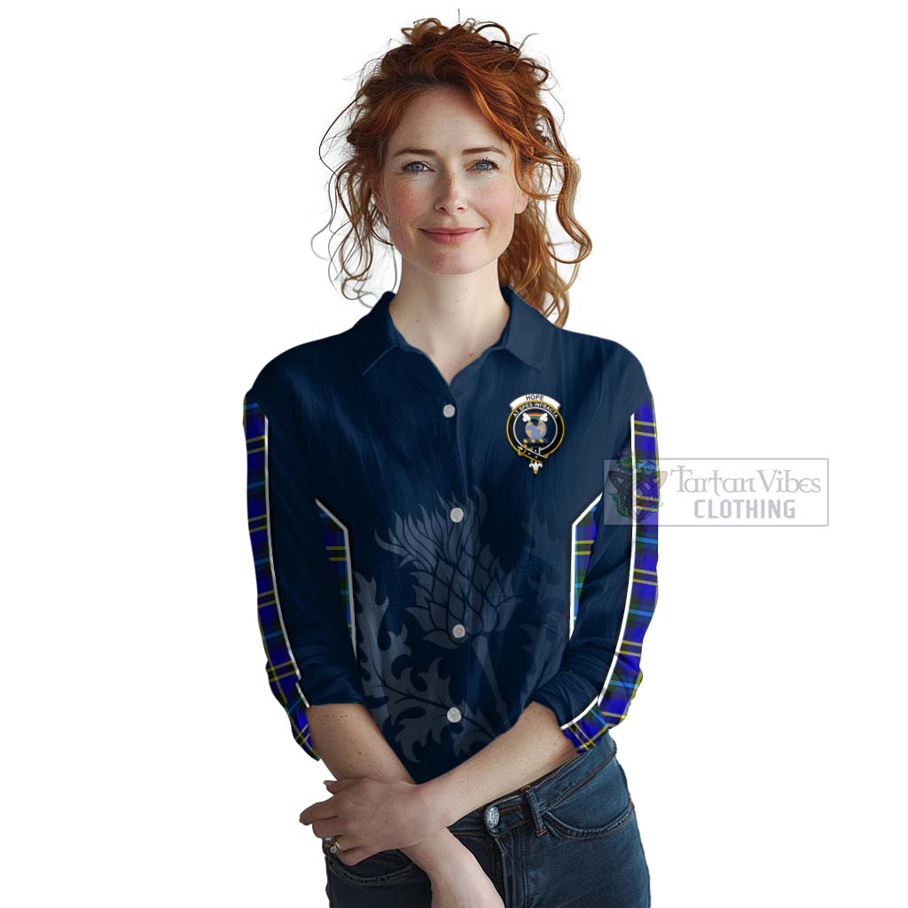 Tartan Vibes Clothing Hope Tartan Women's Casual Shirt with Family Crest and Scottish Thistle Vibes Sport Style