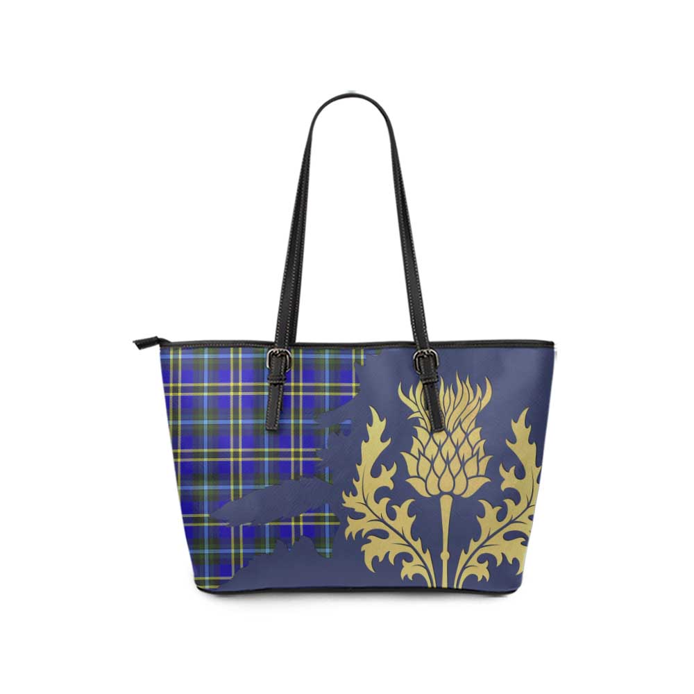 Hope Tartan Leather Tote Bag Gold Thistle Style - Tartan Vibes Clothing