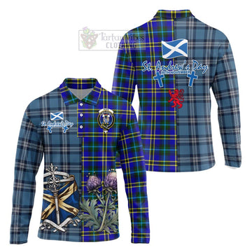 Hope Tartan Long Sleeve Polo Shirt Happy St. Andrew's Day Half Tartan Style