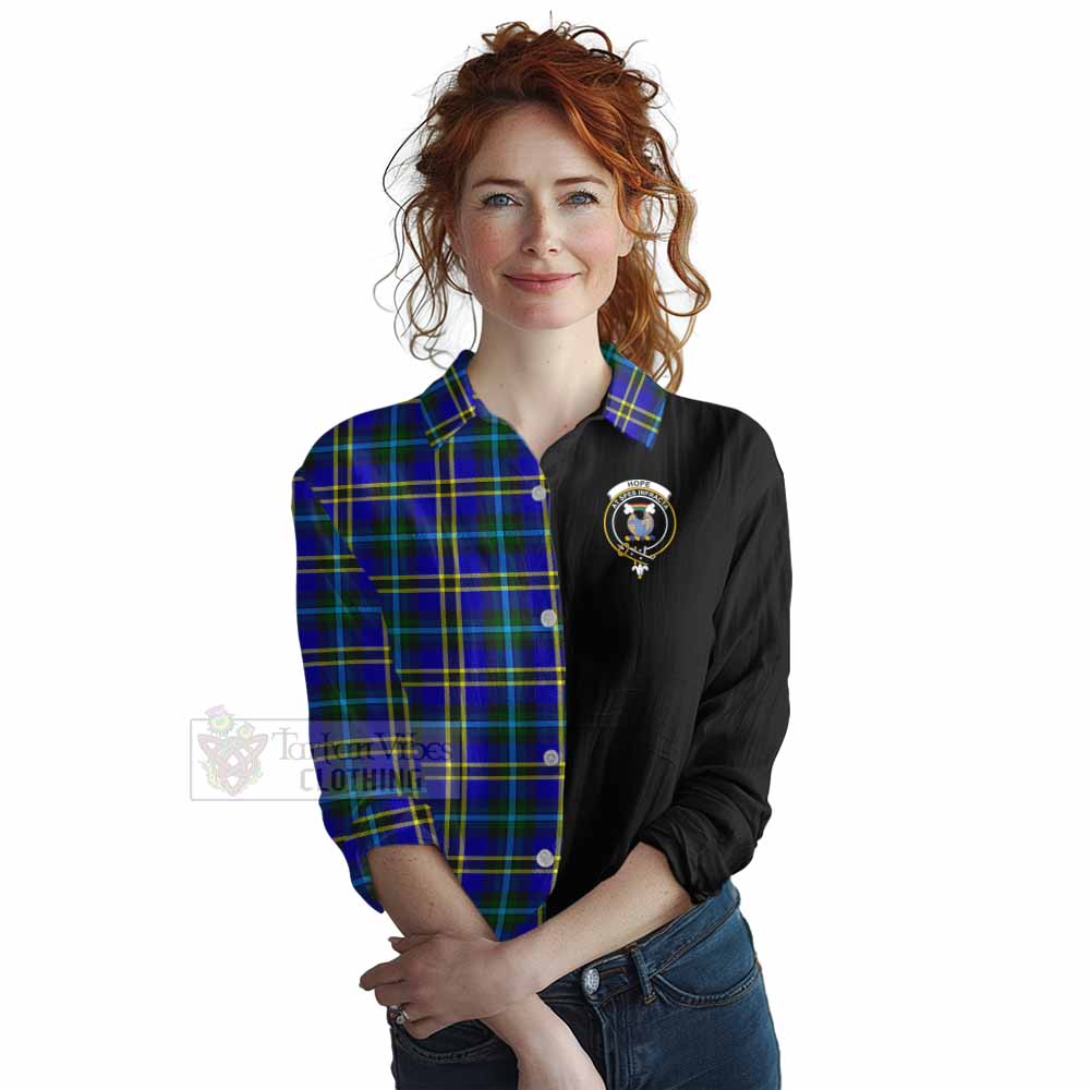 Tartan Vibes Clothing Hope Tartan Women's Casual Shirt with Family Crest and Half Of Me Style