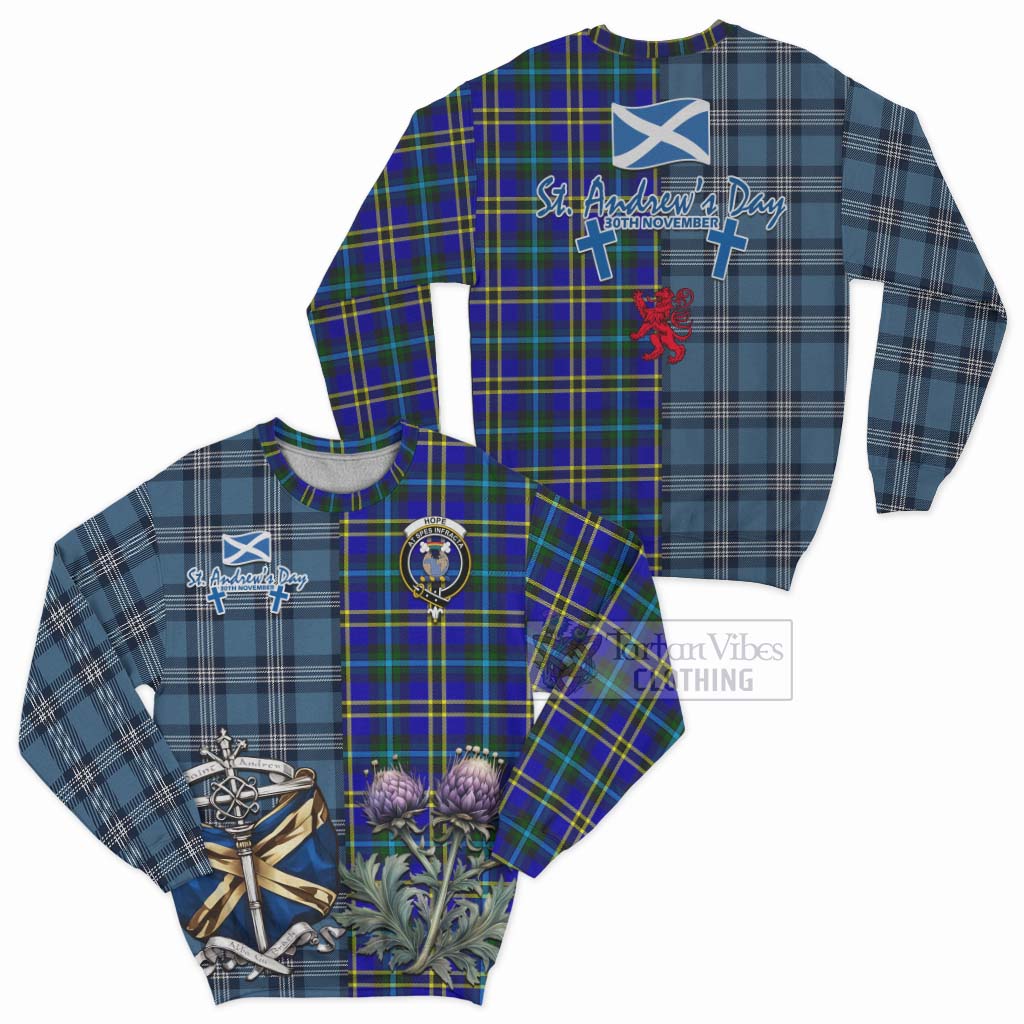Hope Tartan Sweatshirt Happy St. Andrew's Day Half Tartan Style Unisex - Tartan Vibes Clothing