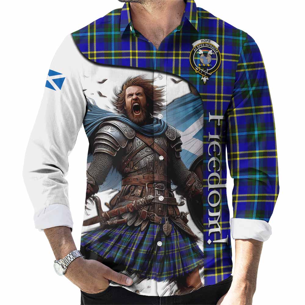 Tartan Vibes Clothing Hope Crest Tartan Long Sleeve Button Shirt Inspired by the Freedom of Scottish Warrior